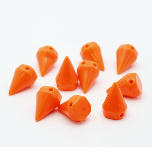 Achat perles rivets x10 orange spike en résine - 10x15mm