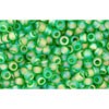 Vente au détail cc167f perles de rocaille Toho 11/0 transparent rainbow frosted peridot (10g)