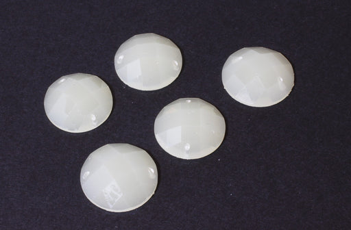 Achat x5 perles blanche ivoire à facettes - création de bijoux
