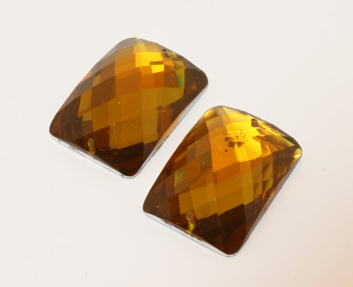 Achat x2 perles carrées 18×25mm marrons à facettes - création de bijoux