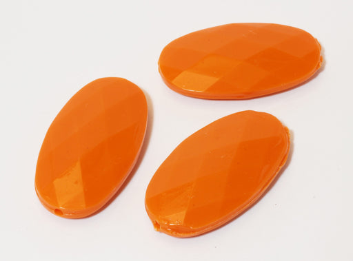 Achat au détail x3 perles 35x20x7mm oranges à facettes création de bijoux