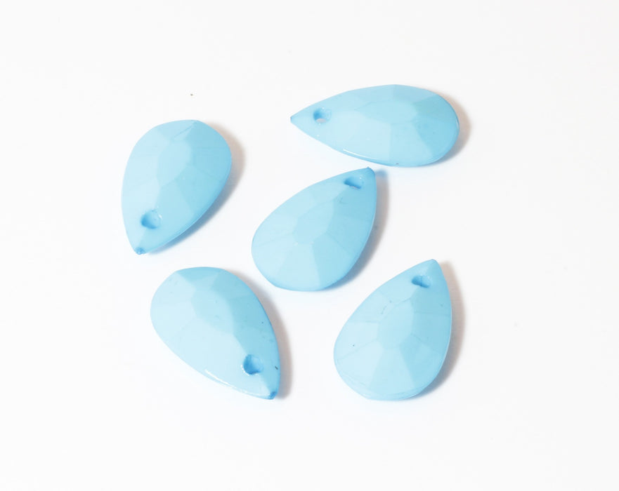 Creez avec x5 perles bleues gouttes à facettes en forme de larme 20x12mm