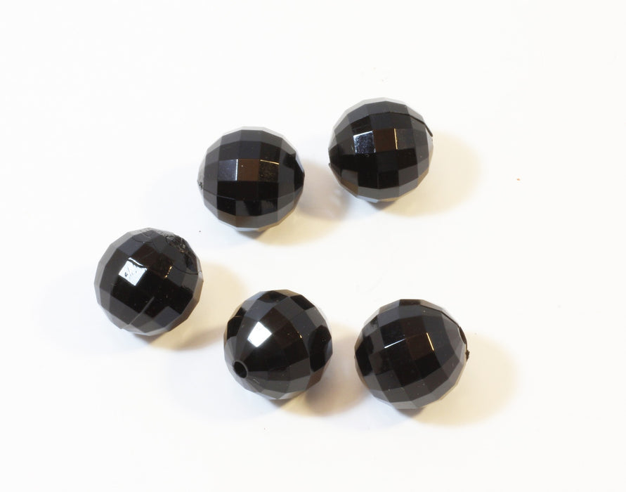 Acheter au détail Lot de 5 perles noires à facettes en acrylique support DIY