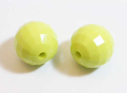 Achat lot de 2 perles rondes vert pomme à facettes - bijoux
