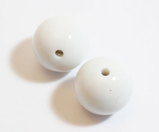 Achat lot de 2 perles rondes blanches en acrylique - 20mm - bijoux