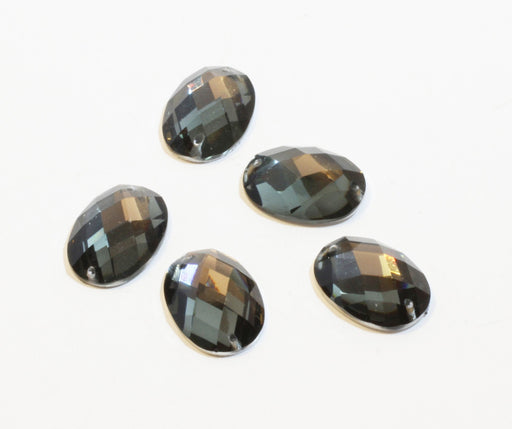 Achat x5 perles ovales grises à facettes - création de bijoux