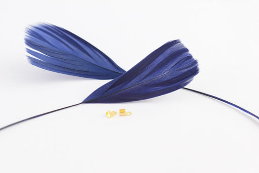 Achat plumes naturelles colorées bleu nuit x2 - ( 4-6 cm) créations manuelles, bijoux, décoration, scrapbooking