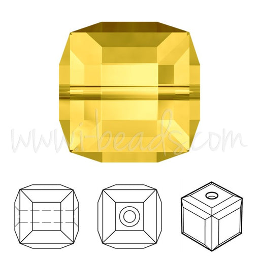 Achat Perles cube cristal light topaz 6mm (2)