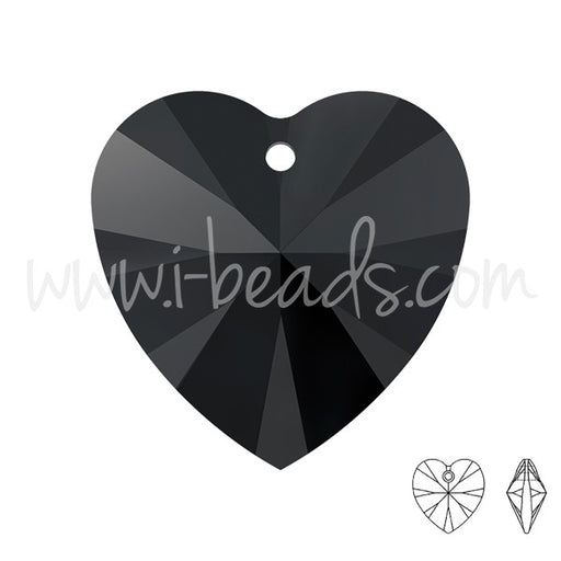 Achat pendentif coeur cristal jet 18mm (1)