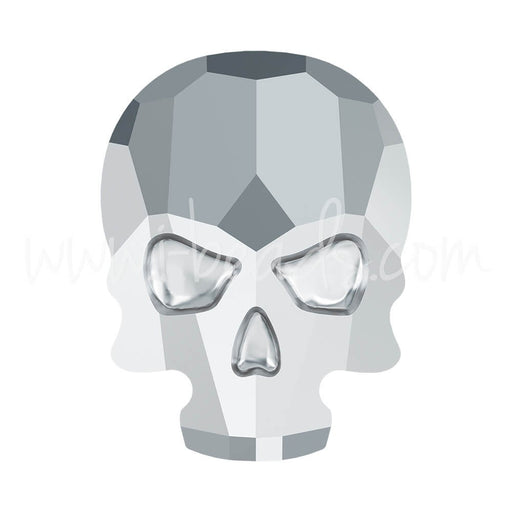 Strass à coller Cristal 2856 skull flat back crystal light chrome 18x14mm (1) - LaMercerieDesCopines