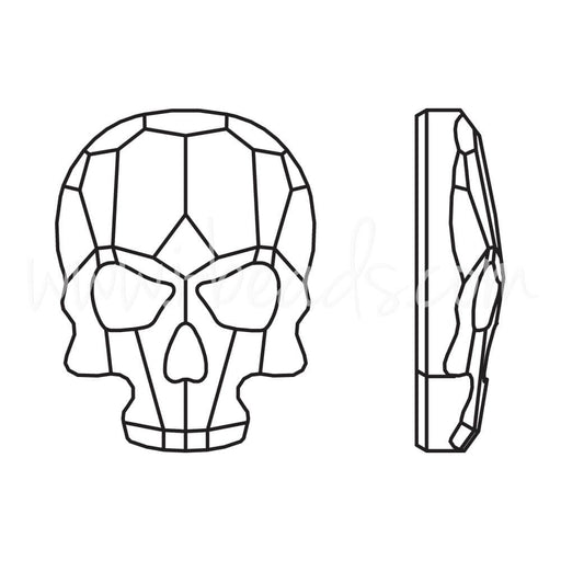 Strass à coller Cristal 2856 skull flat back jet hematite 10x7.5mm (1) - LaMercerieDesCopines