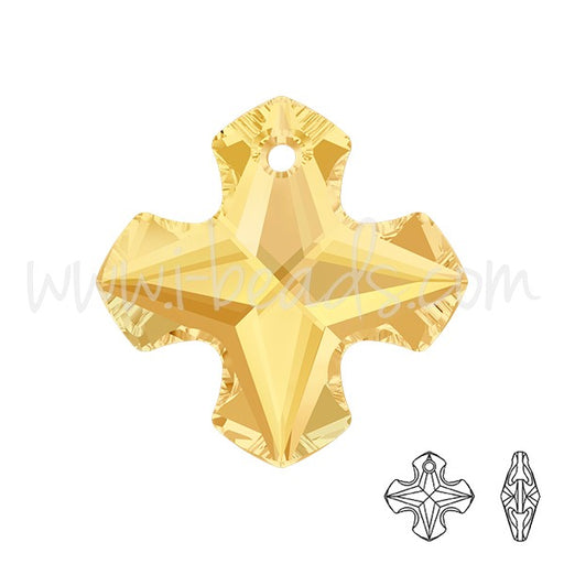 Pendentif croix grecque Cristal 6867 crystal metallic sunshine 14mm (1) - LaMercerieDesCopines