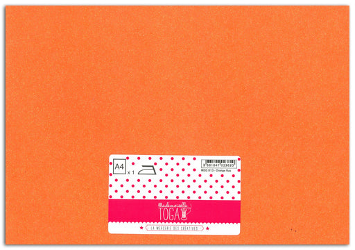 Achat feuille glitter thermocollant A4 orange - Mademoiselle TOGA
