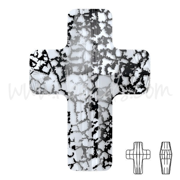 Perle croix Cristal 5378 crystal black patina effect 14mm (1) - LaMercerieDesCopines