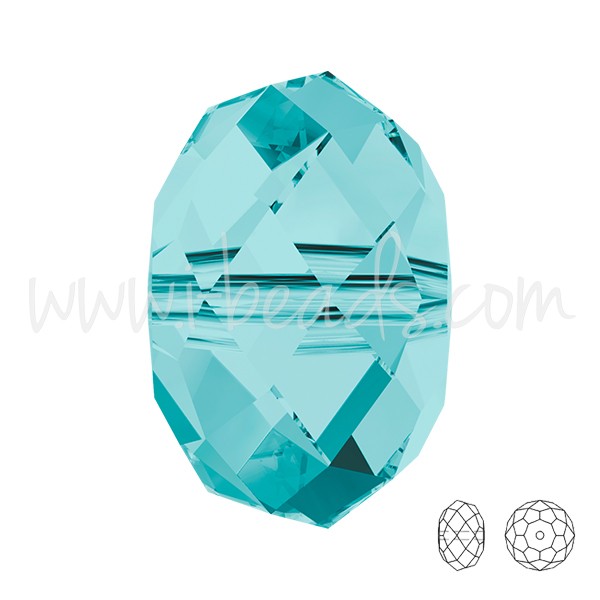 Perles briolette Cristal 5040 light turquoise 8mm (6) - LaMercerieDesCopines