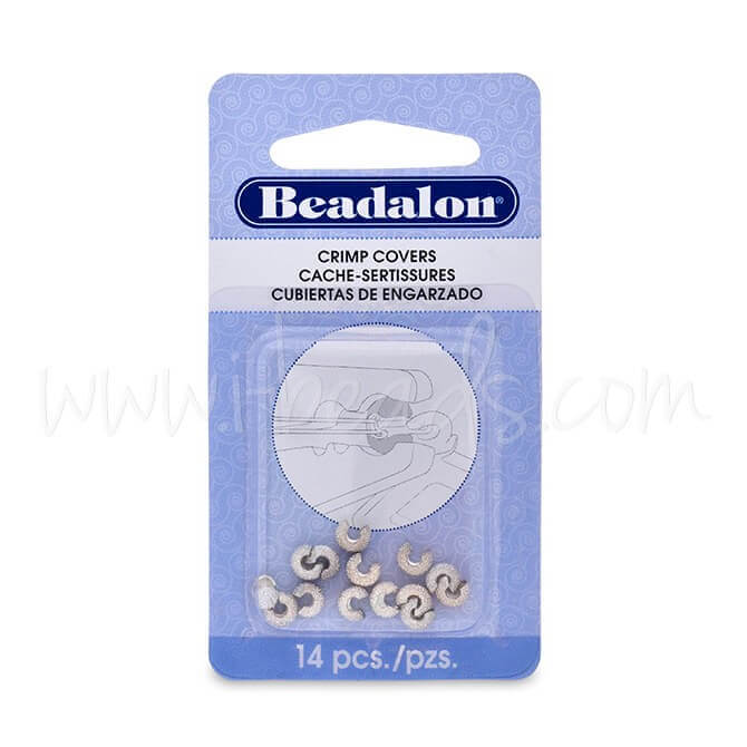 Creez 14 Caches perles a écraser paillettes métal plaqué argent 4mm (1)