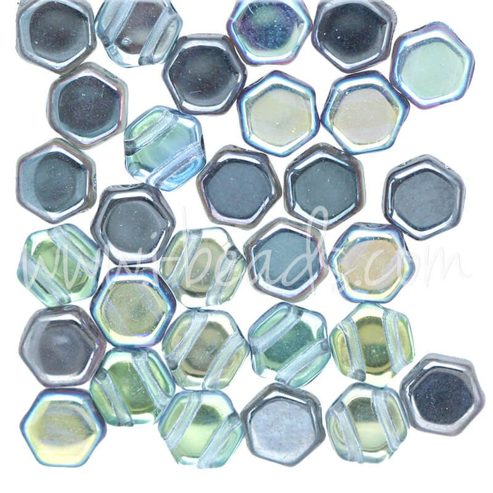 Creez Perles Honeycomb 6mm crystal graphite rainbow (30)