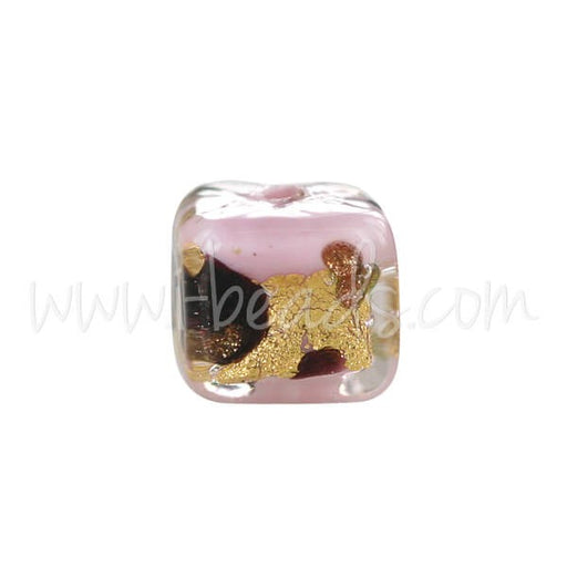 Creez Perle de Murano cube léopard rose 6mm (1)