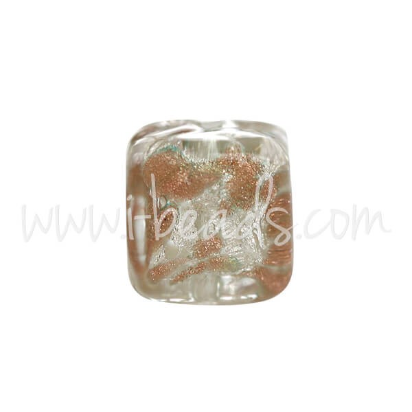 Achat Perle de Murano cube or et argent 6mm (1)