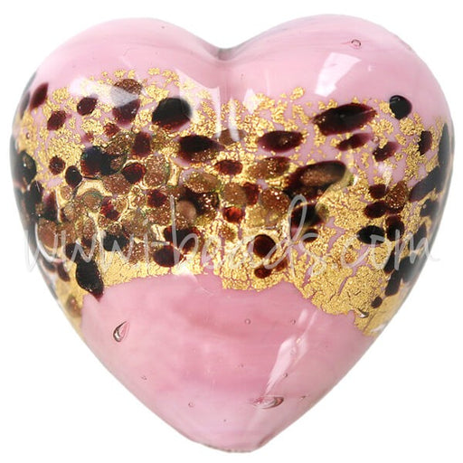 Creez Perle de Murano coeur léopard rose 35mm (1)