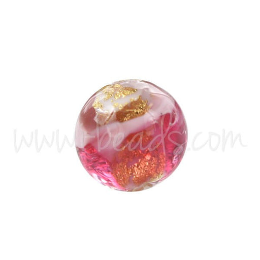 Acheter Perle de Murano ronde rose et or 6mm (1)