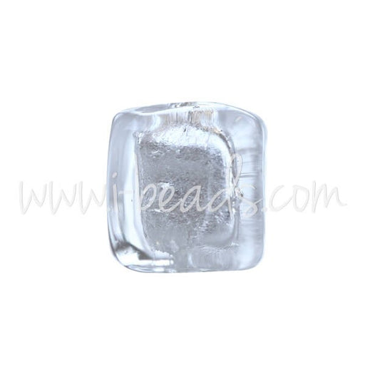 Vente Perle de Murano cube cristal et argent 6mm (1)