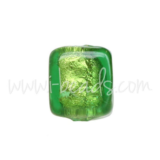 Acheter Perle de Murano cube vert et or 6mm (1)