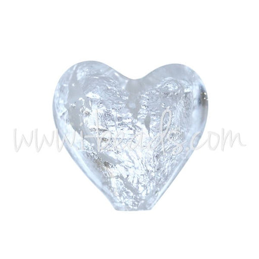 Creez Perle de Murano coeur cristal et argent 10mm (1)