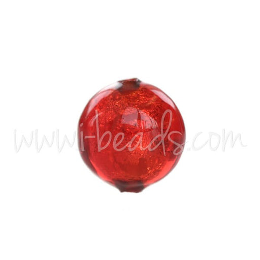 Creez Perle de Murano ronde rouge et or 6mm (1)