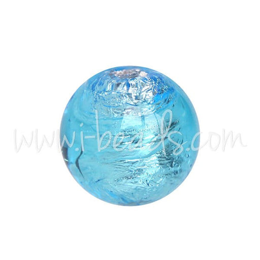 Creez Perle de Murano ronde aquamarine et argent 8mm (1)