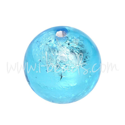 Vente Perle de Murano ronde aquamarine et argent 10mm (1)