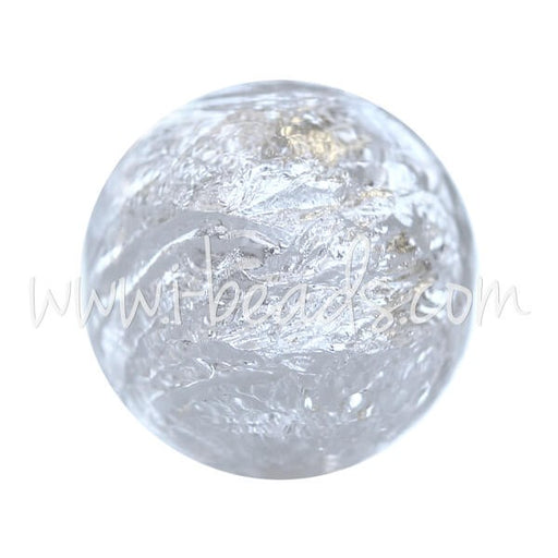 Vente Perle de Murano ronde cristal et argent 12mm (1)