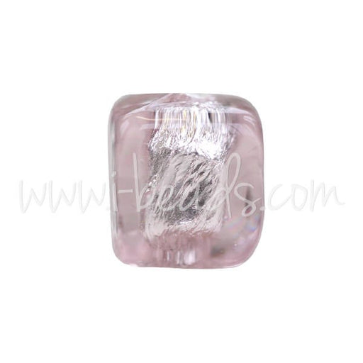 Achat Perle de Murano cube amethyste et argent 6mm (1)