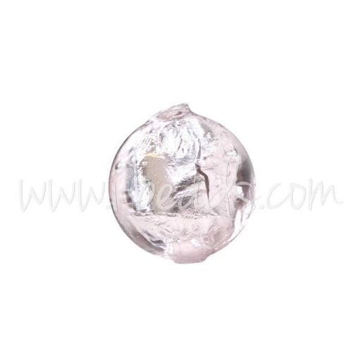 Achat Perle de Murano ronde amethyste et argent 6mm (1)