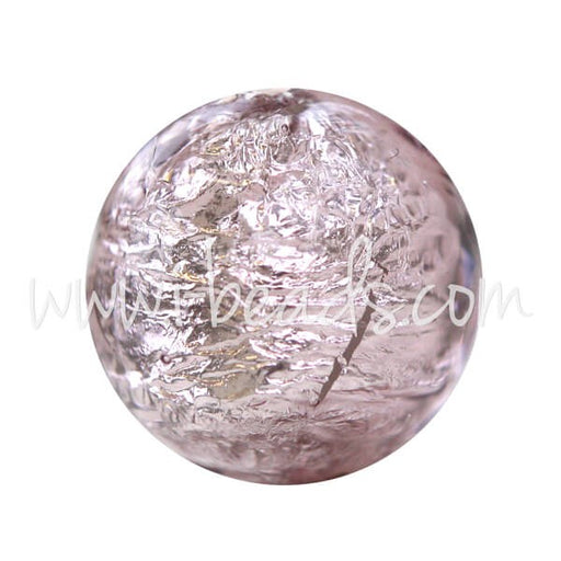 Achat Perle de Murano ronde amethyste et argent 12mm (1)