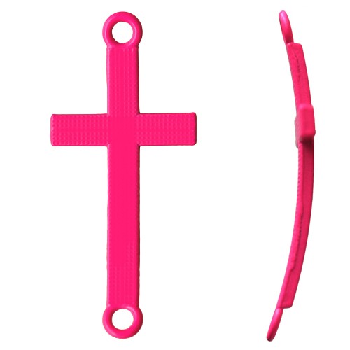 Achat Lien croix pour bracelet rose fluo 17x37mm (1)