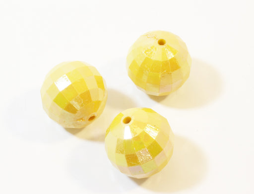 Achat Lot de 3 perles jaunes à facettes en acrylique - support DIY