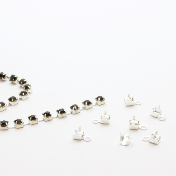 Acheter embouts chaine strass argentée 1,5mm / 2mmx10pcs attaches chaines strass et création de bijoux