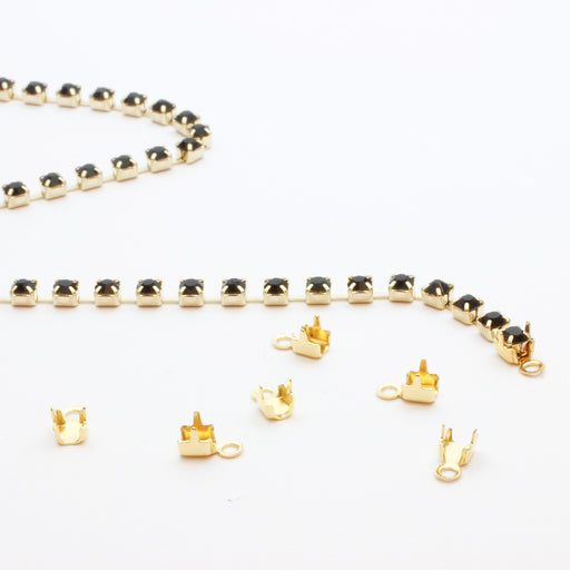 Vente embouts dorée pour chaine strass de 2 à 3 mm x10pcs attaches chaines strass et création de bijoux
