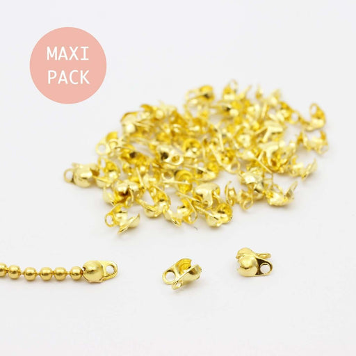 Achat 50 calottes pour chaine à billes 1,2 et 1.5mm doré - MAXI PACK - apprêts création bijoux