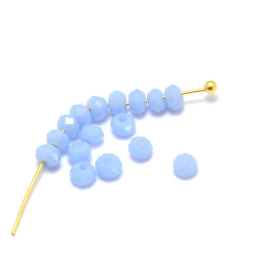 Vente 10 perles bleu primaire à facettes en verre imitation jade 3x2mm à enfiler à un fil pu clou perlé en breloque