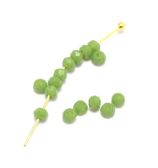 Acheter au détail 10 perles vert jade à facettes en verre imitation jade 3x2mm à enfiler à un fil pu clou perlé en breloque
