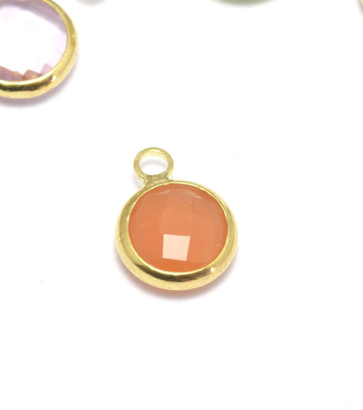 Achat 1 pendentif or 12x9x5 mm, Trou: 2 mm et verre à facettes carotte avec contours dorés