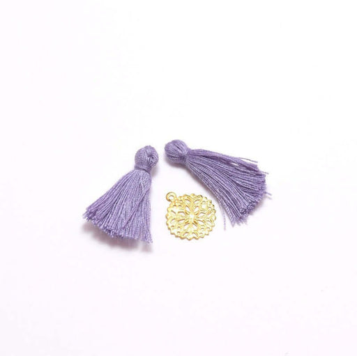 Achat 2 pompons violet parme 2,5 -3 cm - pour bijoux, couture ou déco