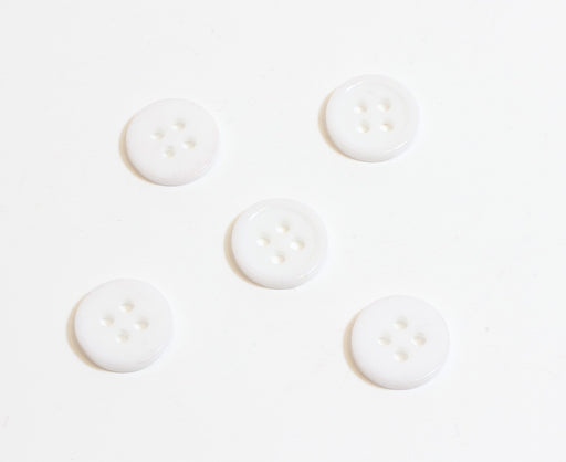 Achat boutons blanc ronds x5 unis en résine - 11mm - à coudre - 4 trous