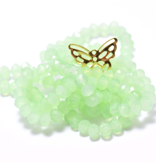 Achat 150 perles t 4x3 mm, trou: 1 mm- vert clair cristal à facettes en verre imitation jade 4x3 mm,