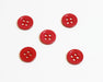Vente au détail boutons rouge ronds x5 uni en résine 11mm à coudre 4 trous