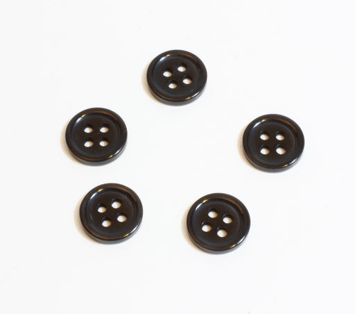 Achat x5 boutons rond noir uni en résine 11mm à coudre 4 trous