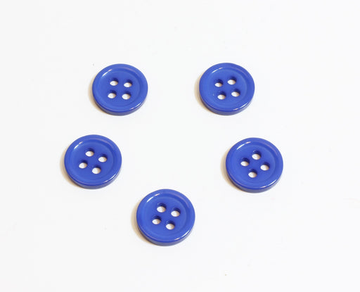 Achat x5 boutons rond bleu marine en résine - 11mm - à coudre - 4 trous