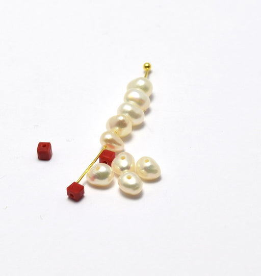 Vente en gros X5 perles naturelle de culture 4~5 mm, trou: 0.8mm pour bracelet collier sautoir BO finition bijoux ...